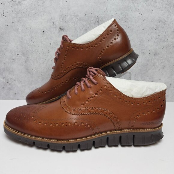 New Cole Haan Zerogrand Wing Ox Mens 8.5M British Tan Java Leather Dress Shoes - Picture 2 of 9